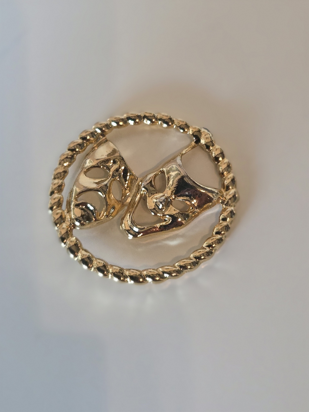 Gold Theatre Mask Brooch – Women Jewelry